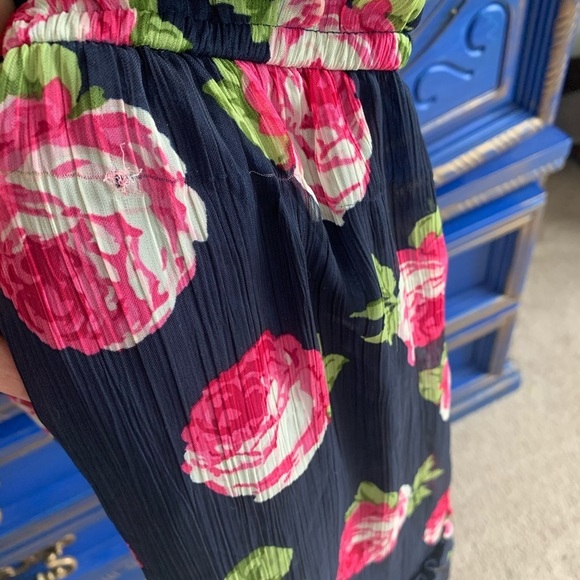 ABERCROMBIE & FITCH Floral Sundress Navy SZ Medium Floral Print - Picture 4 of 4
